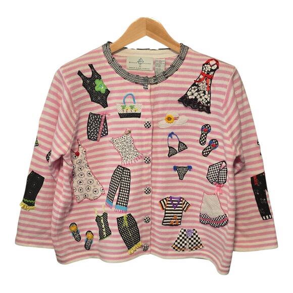 Design Options by Philip & Jane Gordon VTG L Fashion Cardigan Novelty Patchwork - Picture 1 of 11
